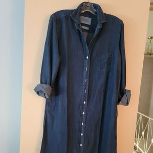 Grayson denim shirt dress, size 2 or medium, midi length, brand new.